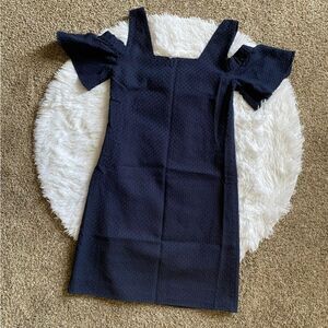J. Crew Dress‎ Cold Shoulder Flutter Sleeve Basketweave Texture Blue Womens XXS